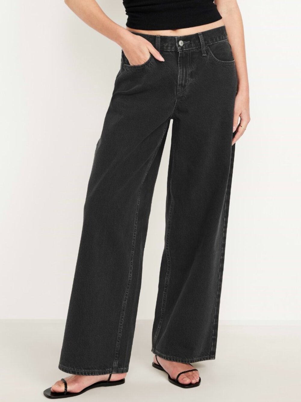 Old Navy Mid-Rise Wow Baggy Wide-Leg Jeans 12 Black NWT